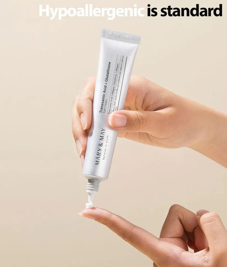Mary & May - Tranexamic Acid + Glutathione Eye Cream mini ( 12g) Crème contour des yeux à l’acide tranexamique et au glutathion mini GLŌZIO